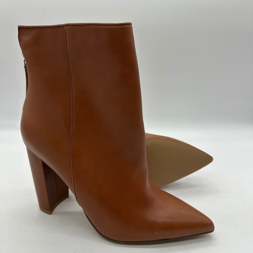 Steve Madden Womens 10 Trista TRIS02S1 Cognac Leather Ankle Block Heel Boots - Picture 4 of 12